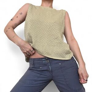 vintage knit sweater tank top - khaki green